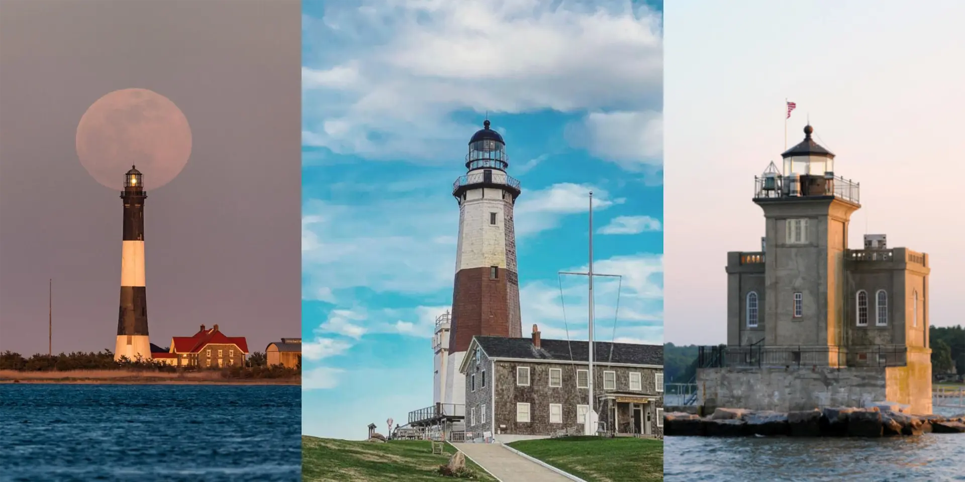 Three lighthouses photo collage