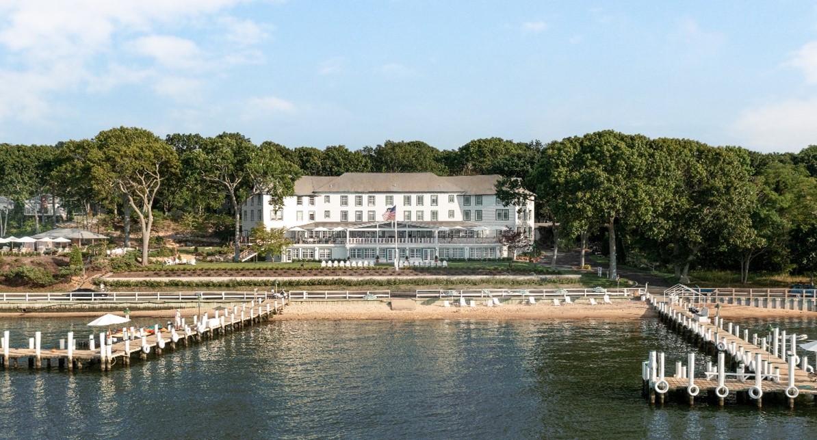 The Pridwin Hotel waterfront view with pier and deck