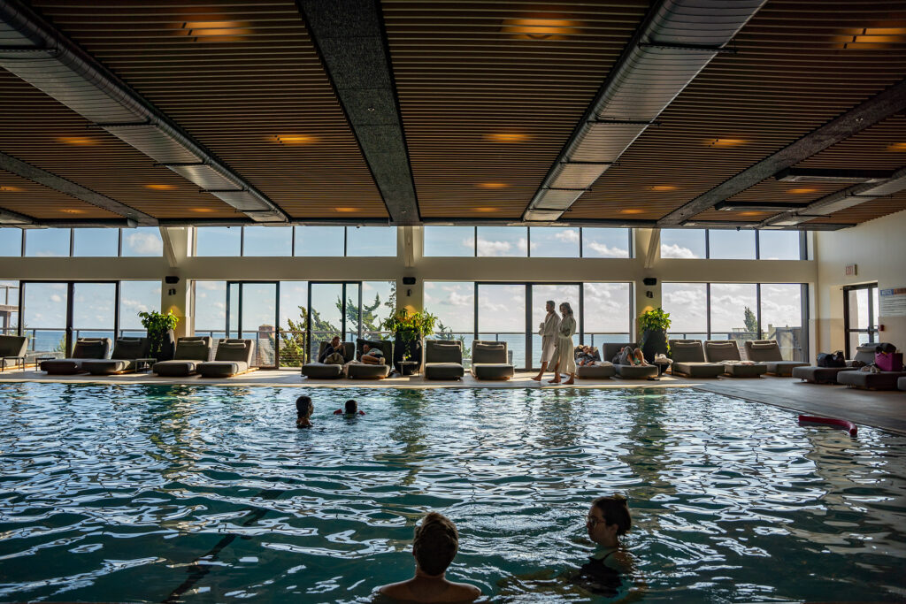 Indoor pool with skylight at Gurney's Montauk Resort, Long Island