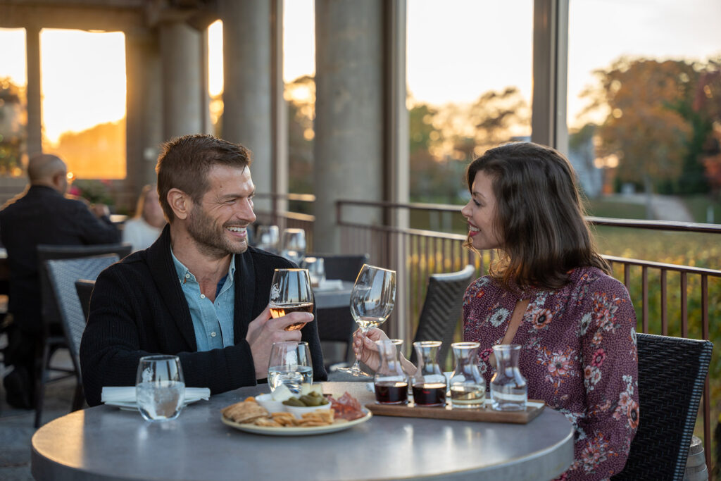 Outdoor dining at Wolffer Estate Vineyard on Long Island