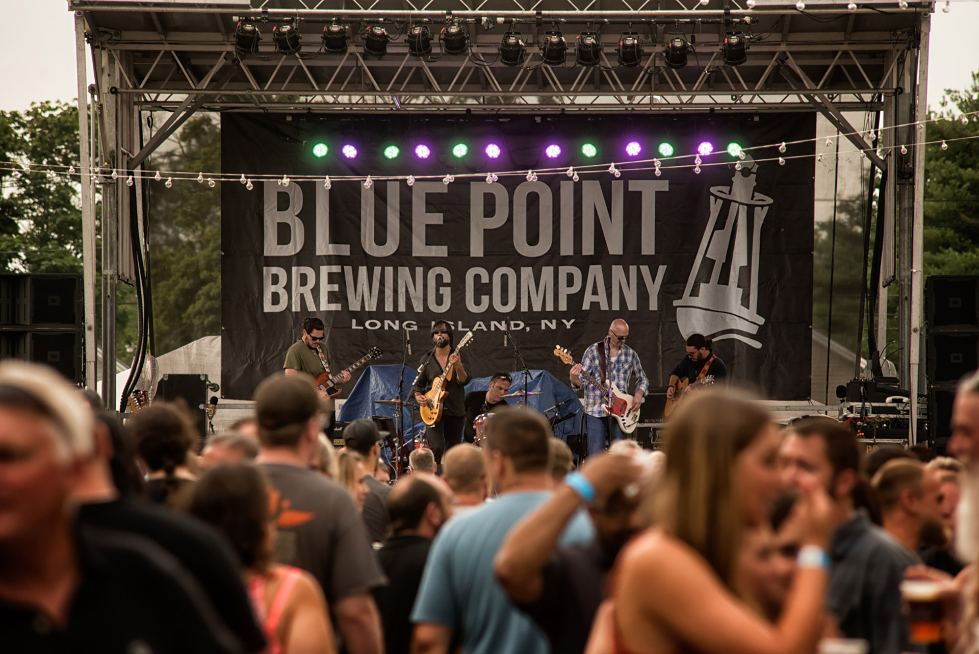 Crowd enjoying a concert at Blue Point Brewing Company on Long Island