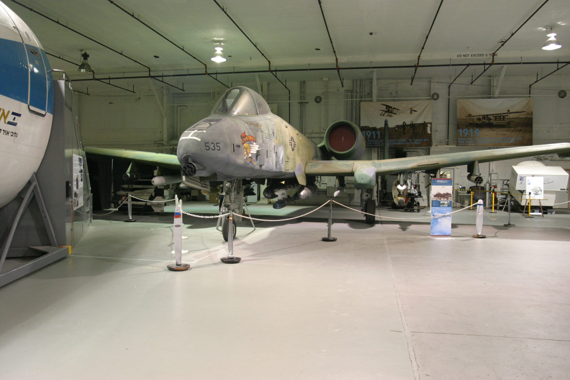 Vintage military aircraft on display at a Long Island aviation museum