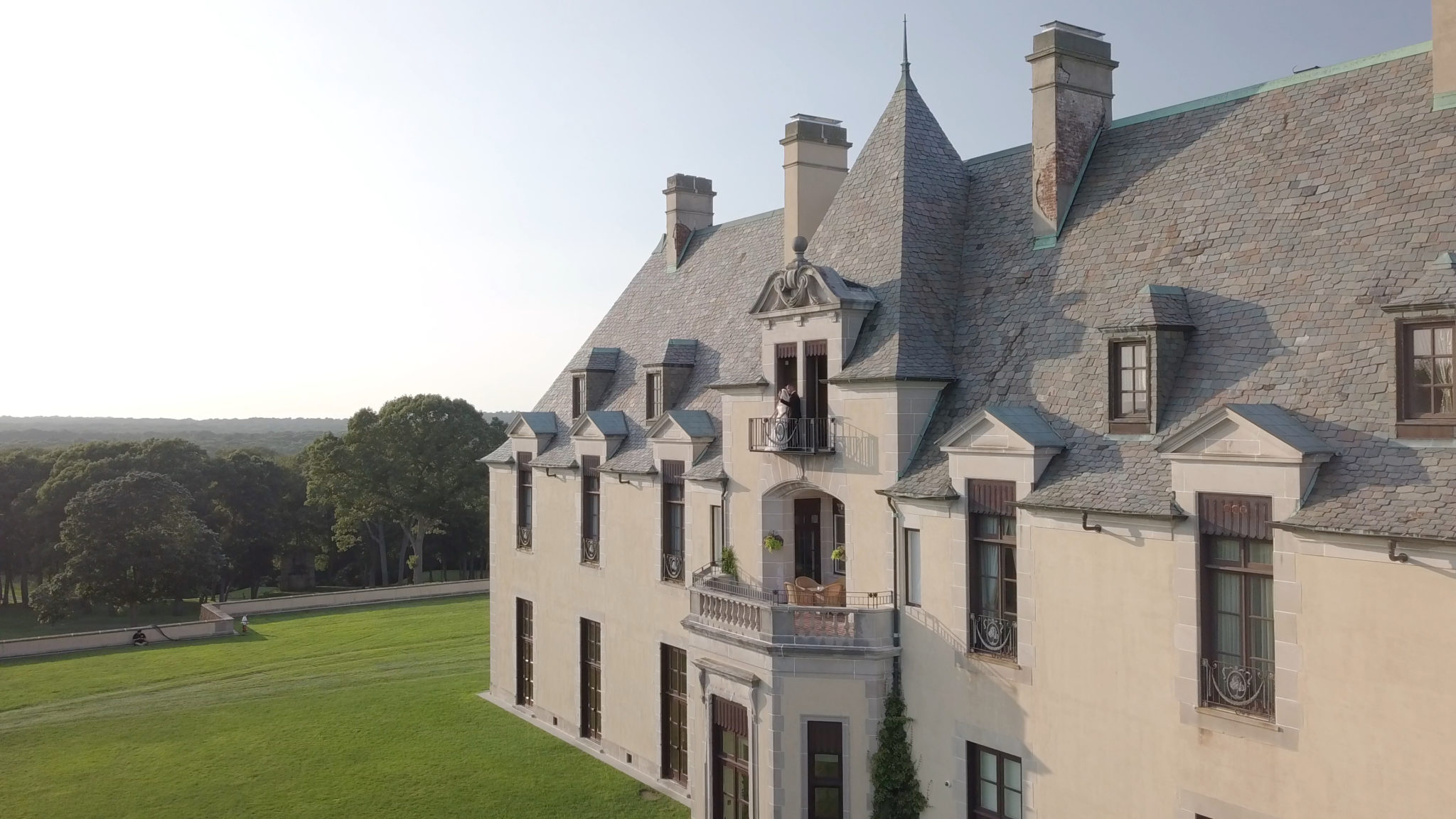 Aerial view of a Gold Coast mansion on Long Island