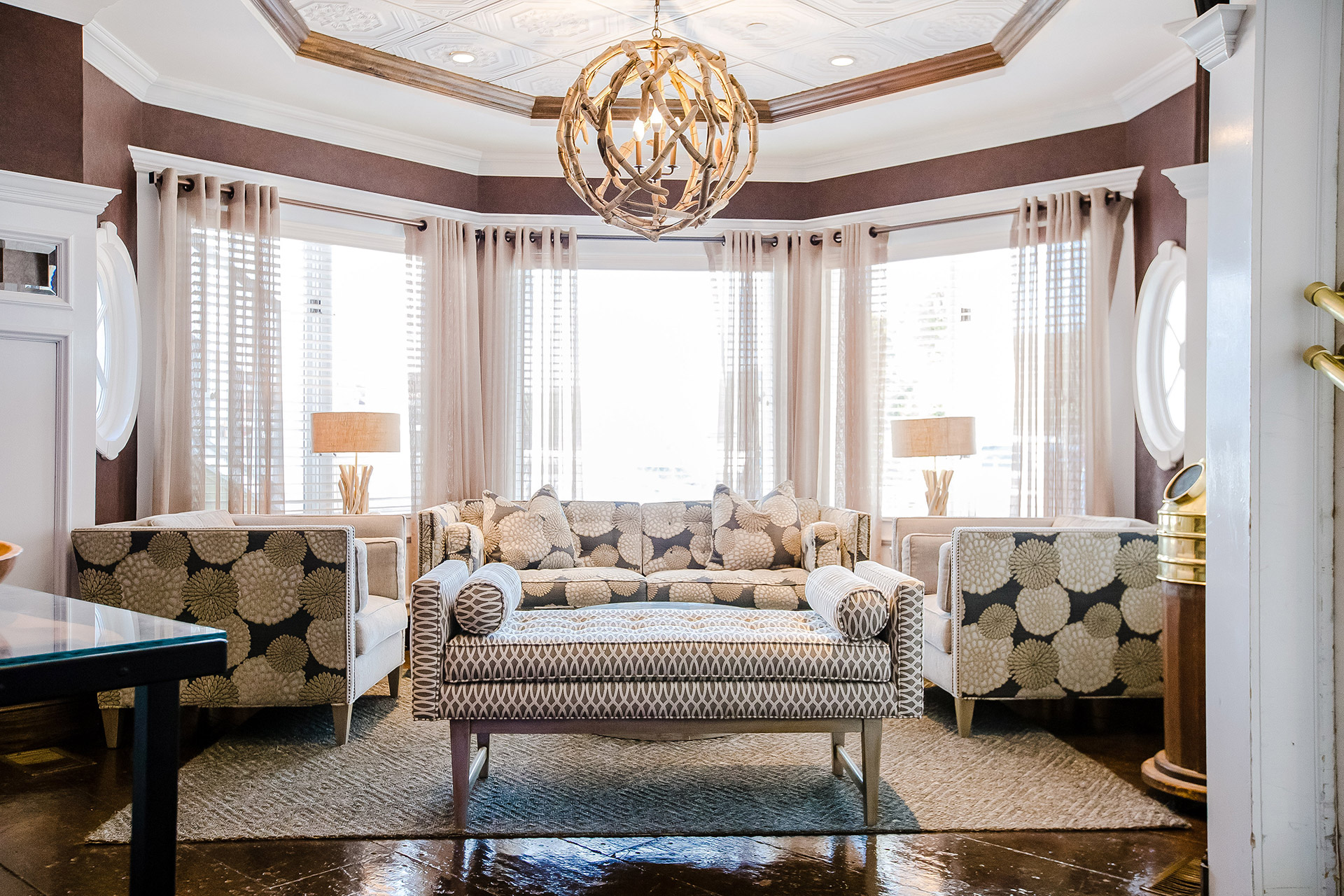 Elegant guest suite at Danfords Hotel on Long Island