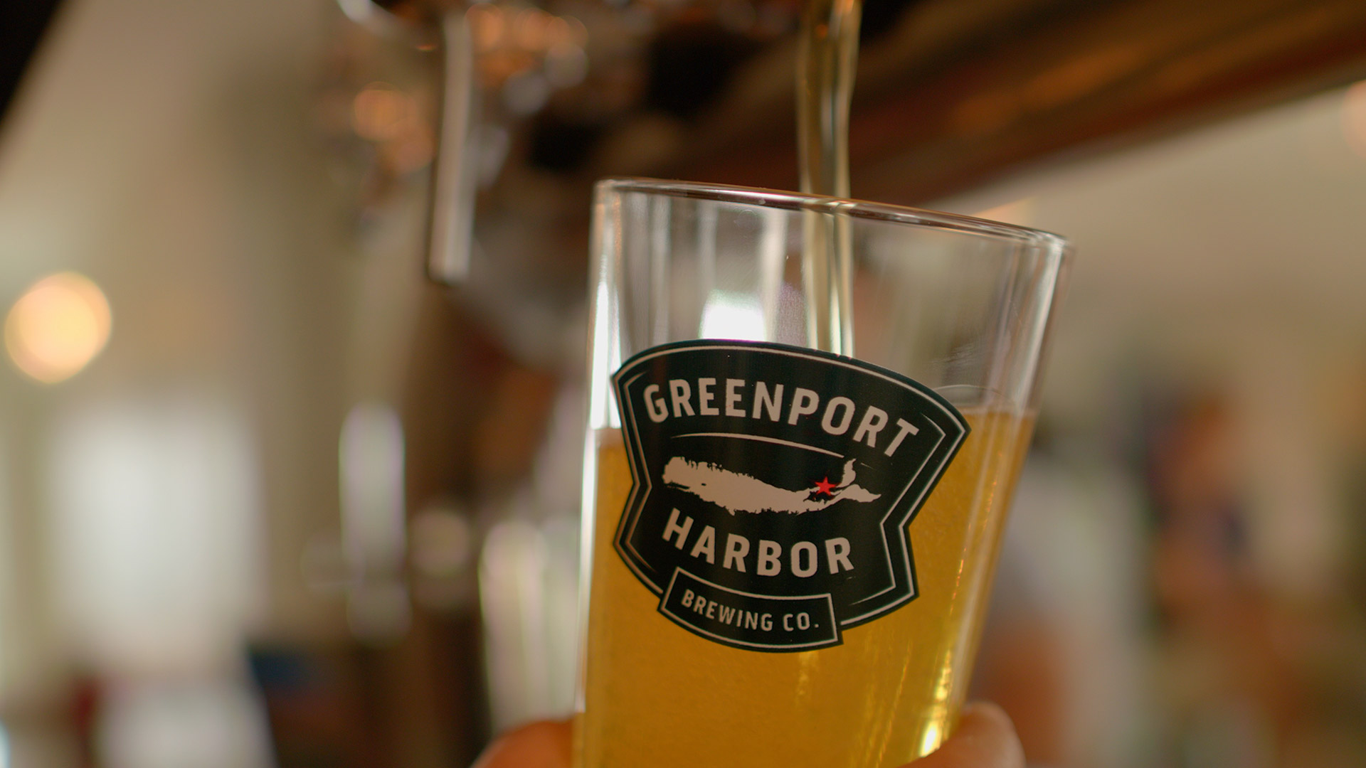 Glass of Greenport Harbor Brewing Co. beer on Long Island's North Fork