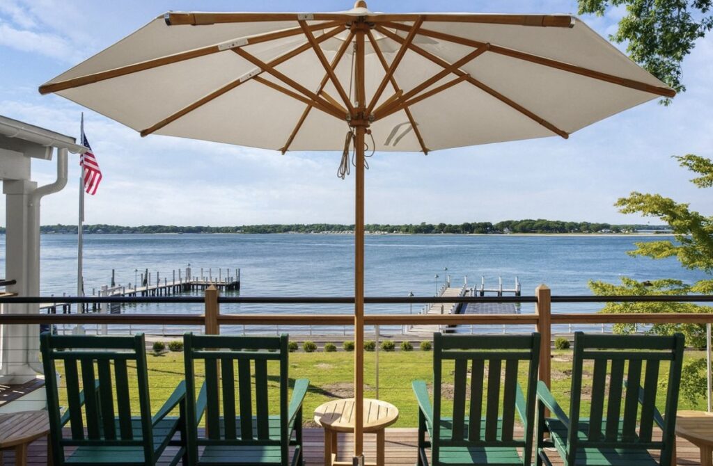 Waterfront deck view on Shelter Island, Long Island
