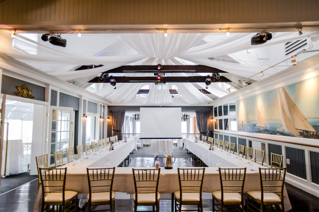 Elegant white ballroom at Danfords Hotel on Long Island