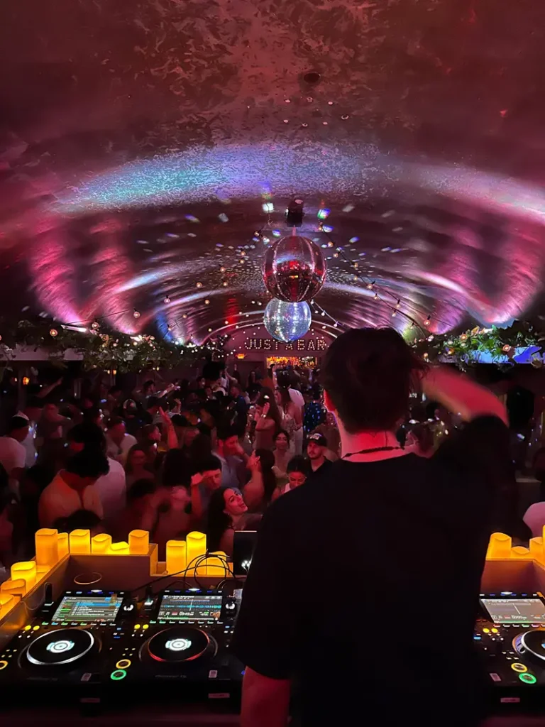 Disco ball lighting up a nightlife venue on Long Island