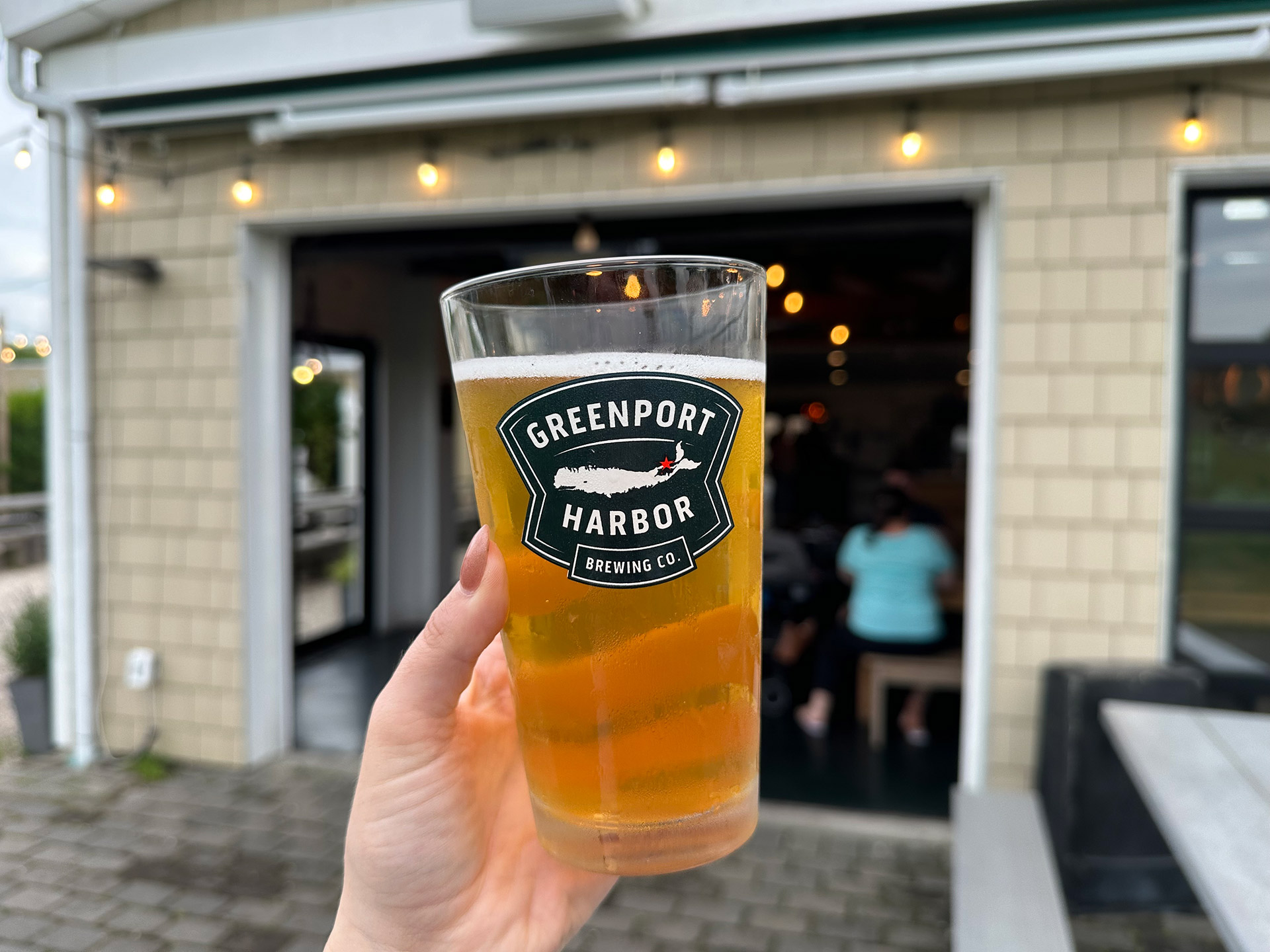 Glass of Greenport Harbor Brewing Co. beer on Long Island's North Fork