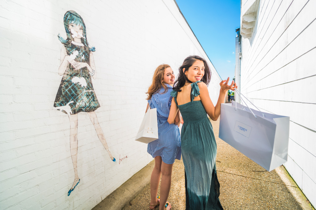 Friends shopping at a boutique on Long Island