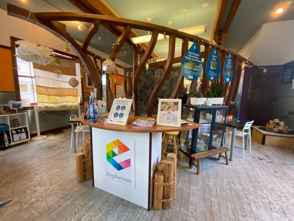 Interactive exhibits inside the Long Island Explorium children's museum