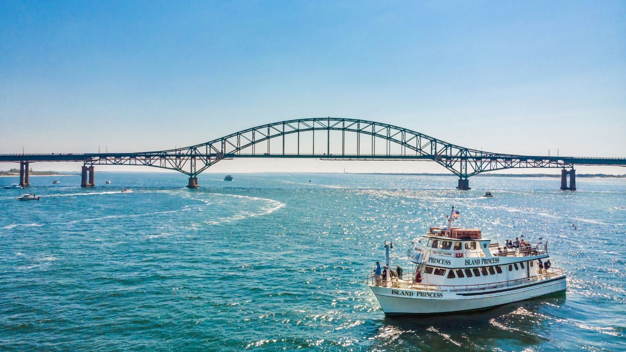 Robert Moses Causeway bridge spanning the water on Long Island
