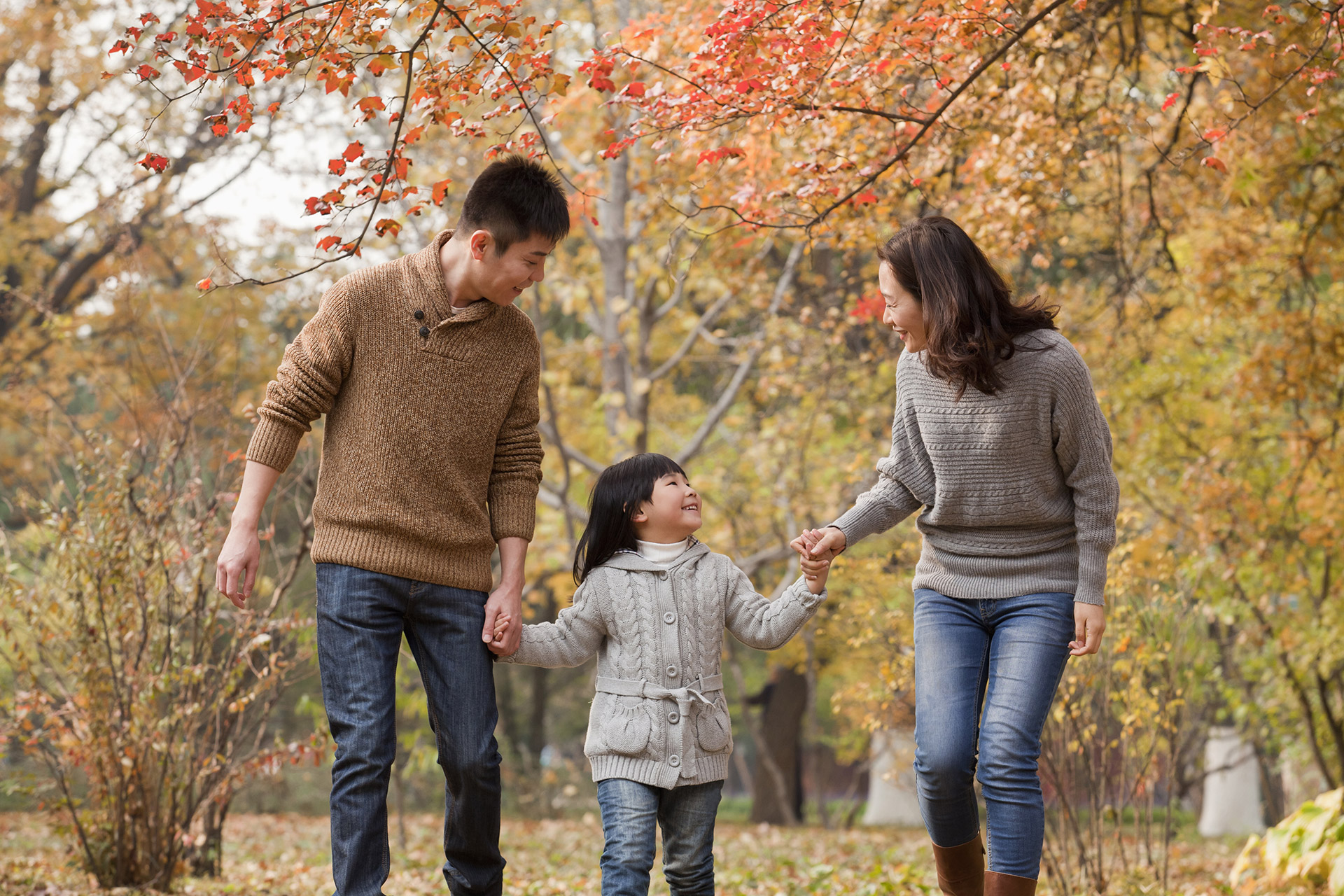 Family enjoying a fall day together on Long Island