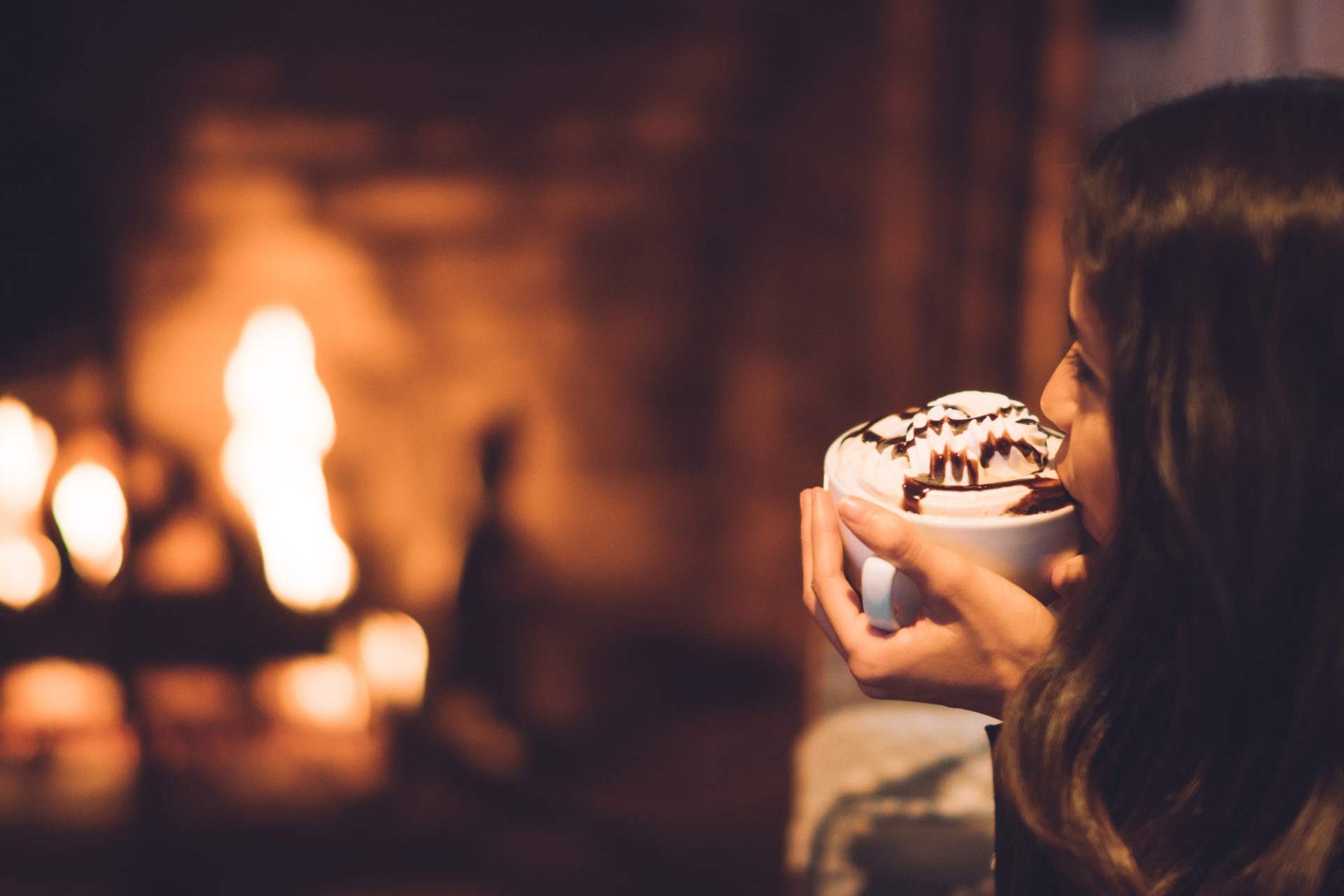 Hot chocolate served during winter on Long Island