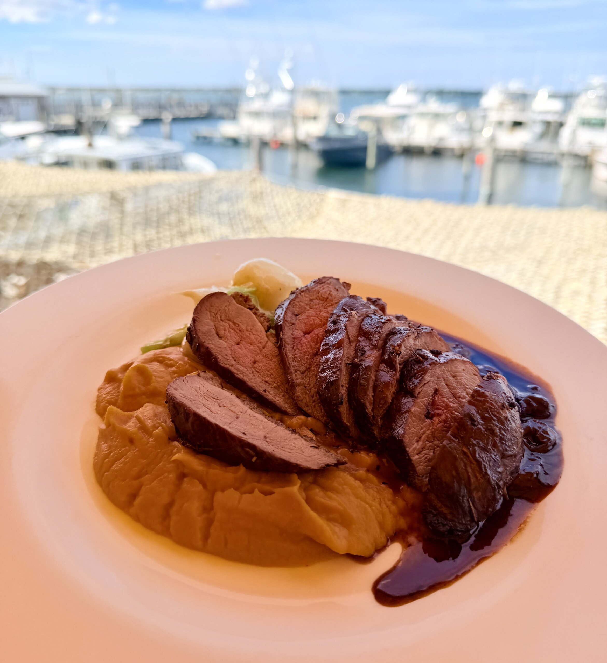 Dish overlooking the marina at Sundays on the Bay.